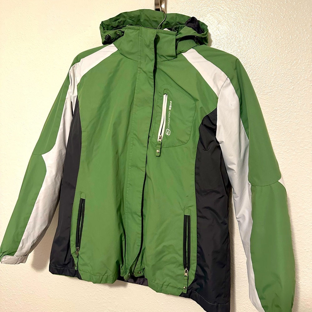 FREE COUNTRY 2 IN 1 XTREME WEATHER COAT GREEN/WHITE Size XL